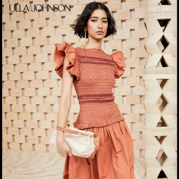 Ulla Johnson Dresses & Skirts - Ulla Johnson Midi Dress Smocked Cotton Poplin Madeline Clay size 8 FA220150 New
